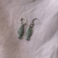 Teal glass fish earrings