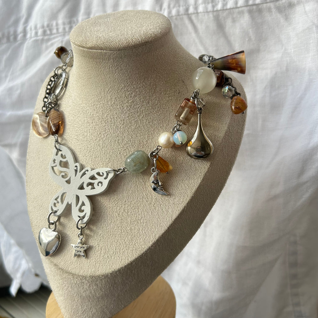cluster butterfly chunky necklace