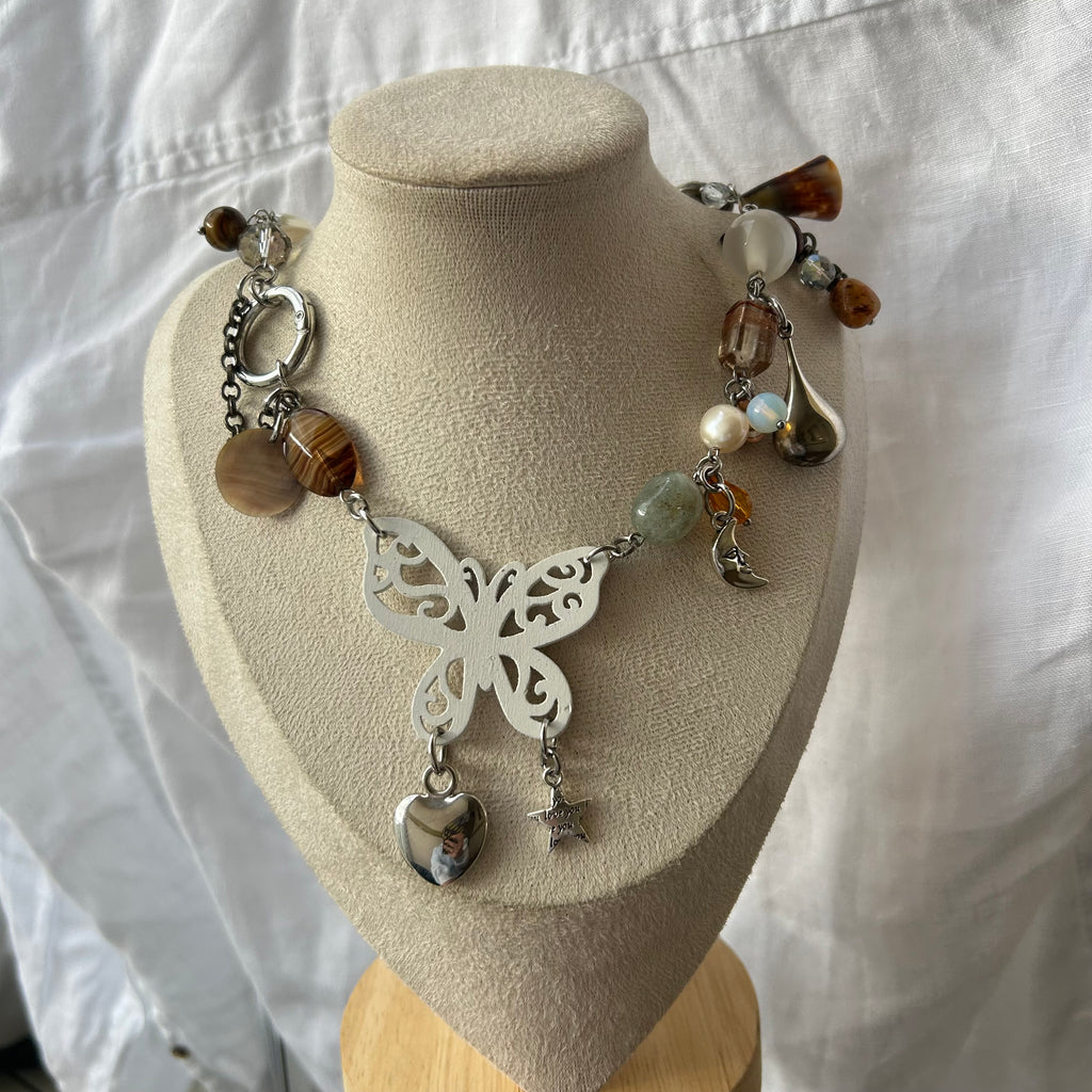 cluster butterfly chunky necklace
