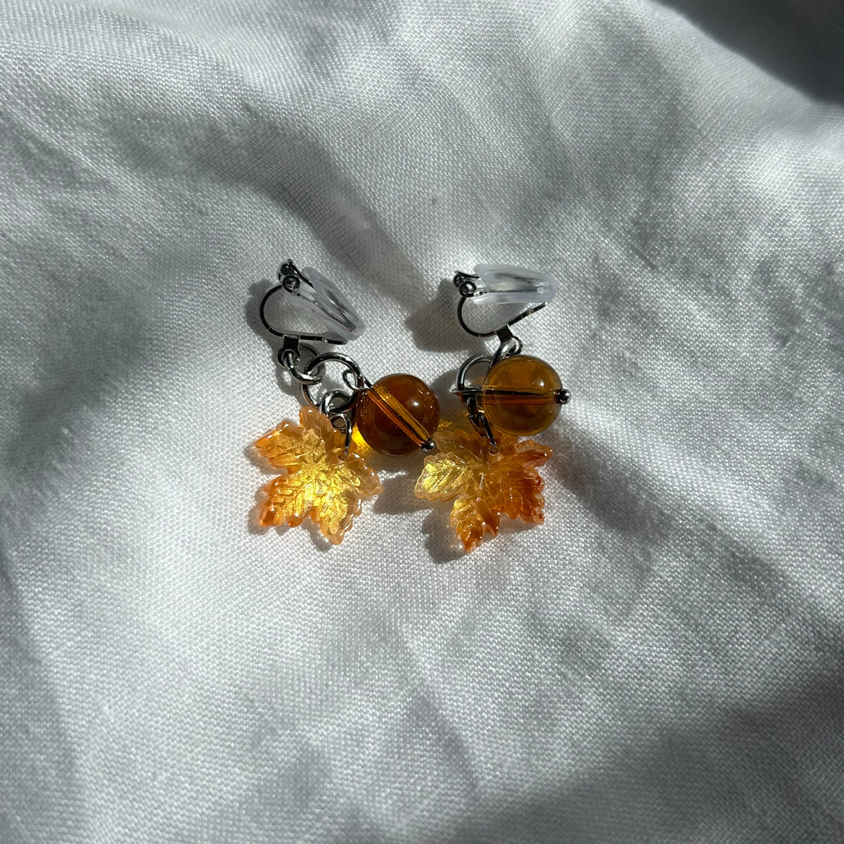 Clip on leaf earrings