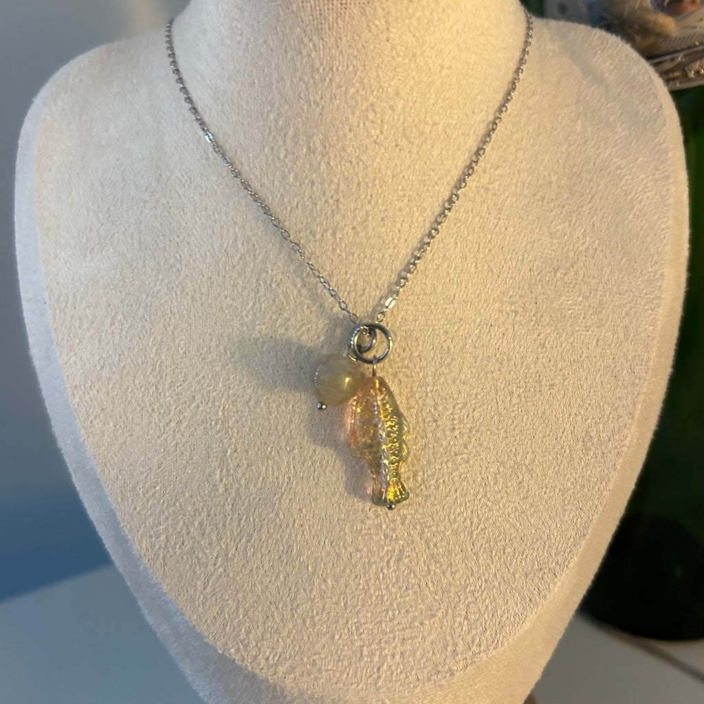 Crystal fish necklace