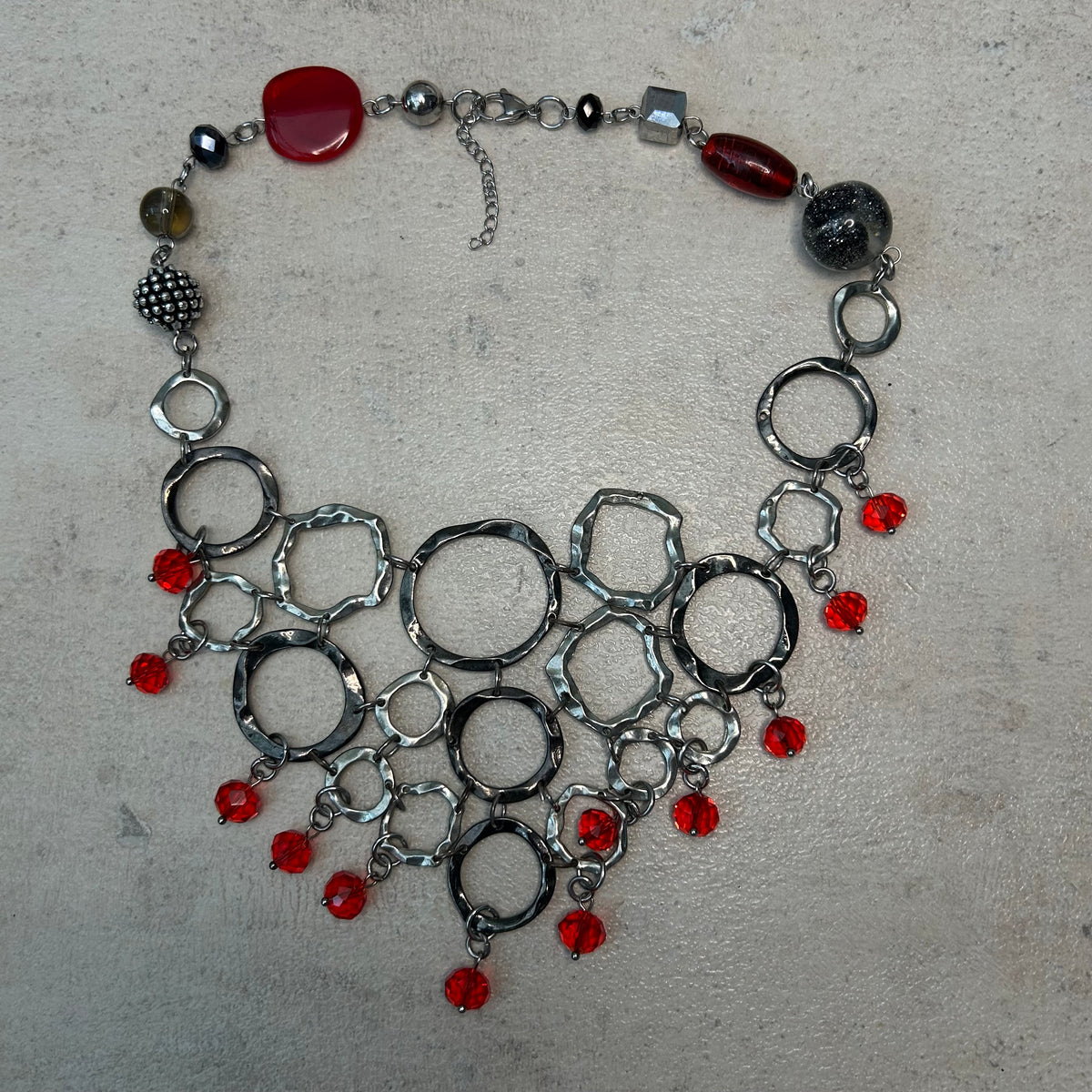 Blood droplet web necklace