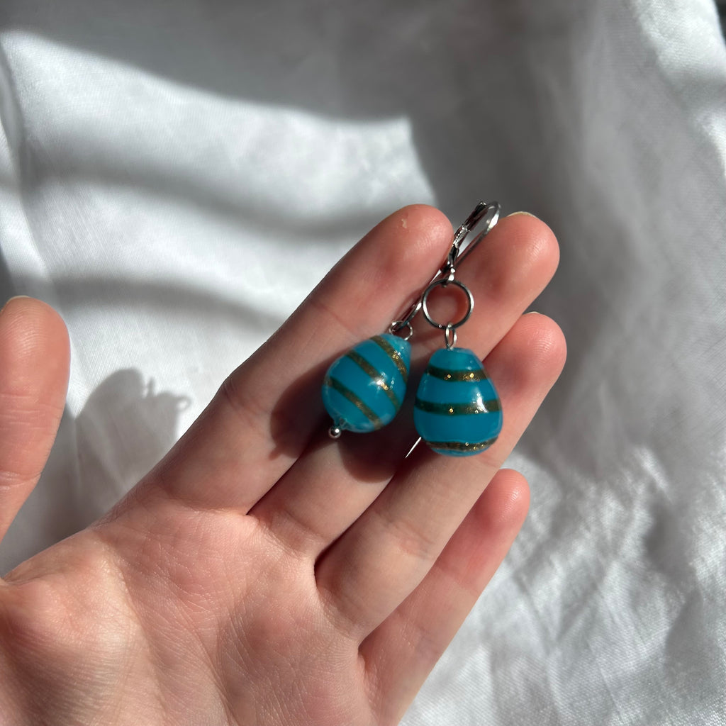 Blue glass lampwork earrings