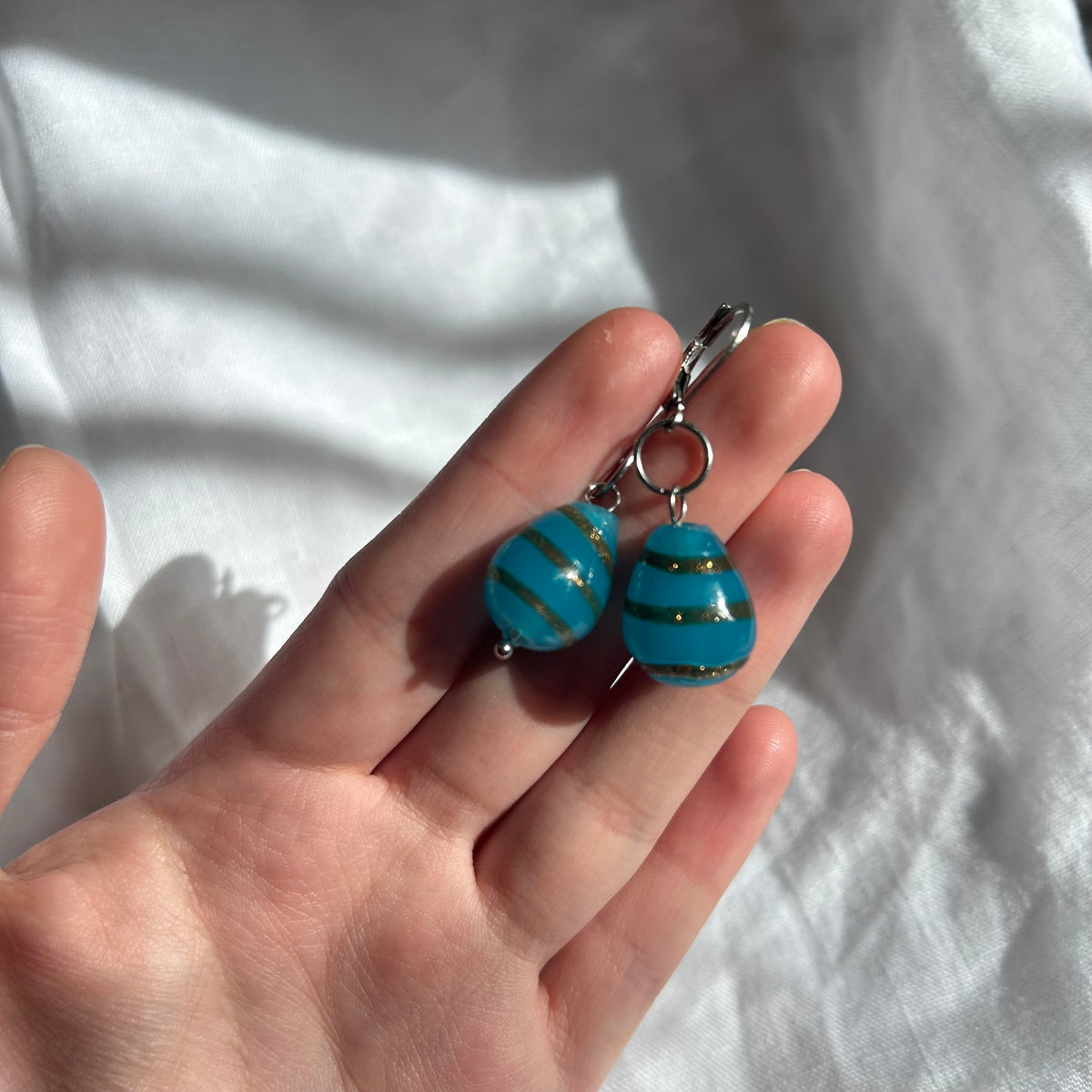 Blue glass lampwork earrings