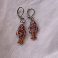 Brown czech fish earrings