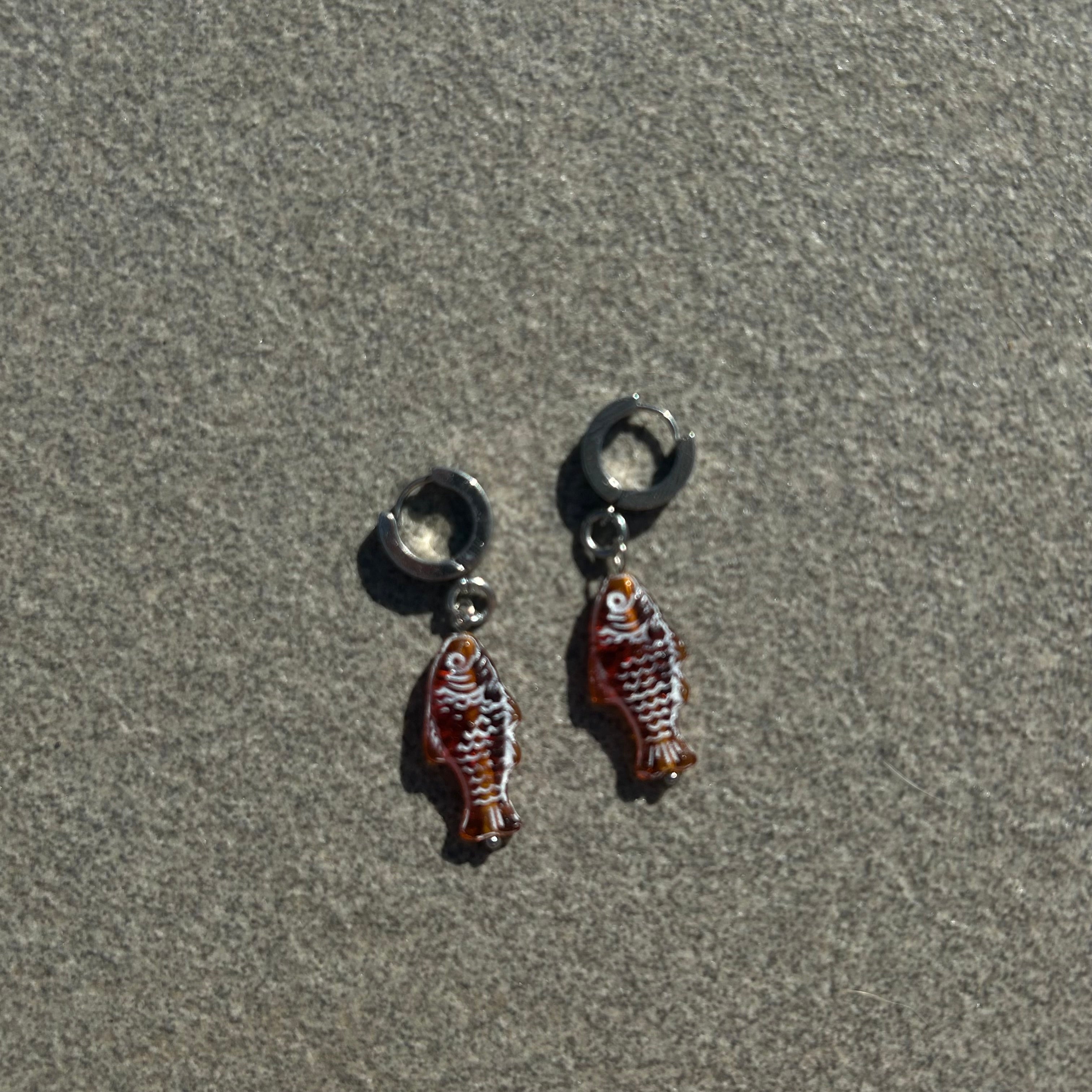 jelly brown fish earrings