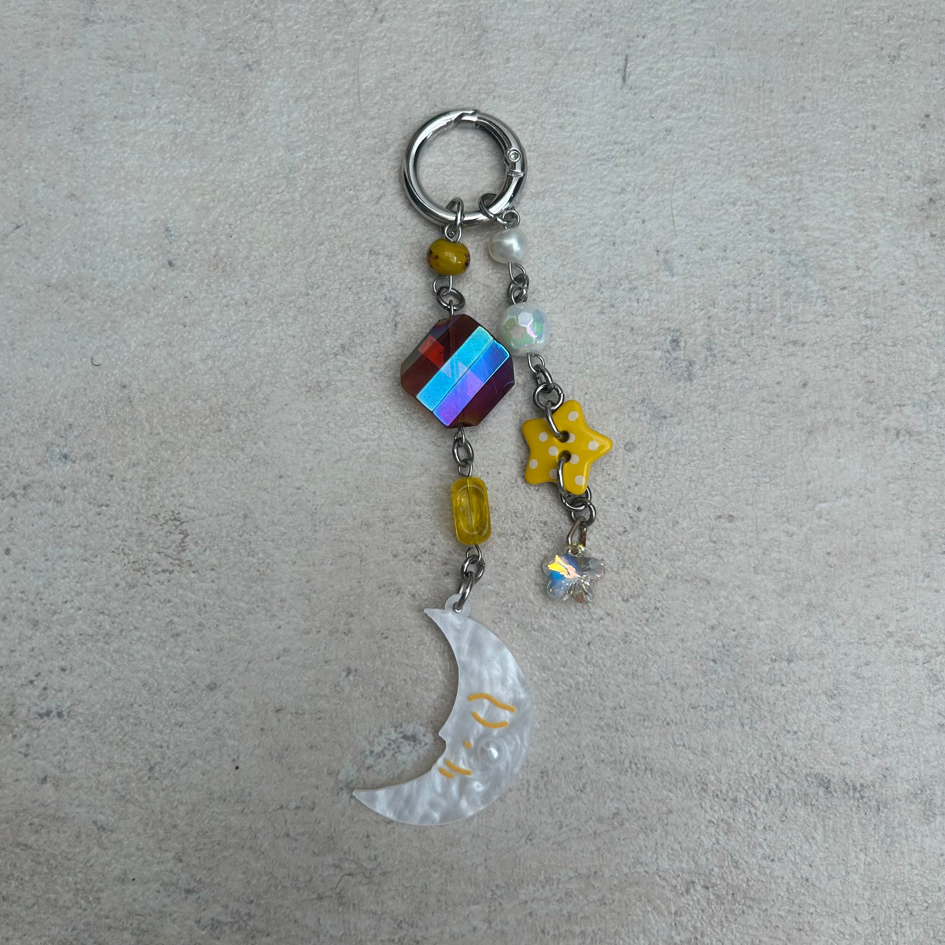 Moon charm keyring