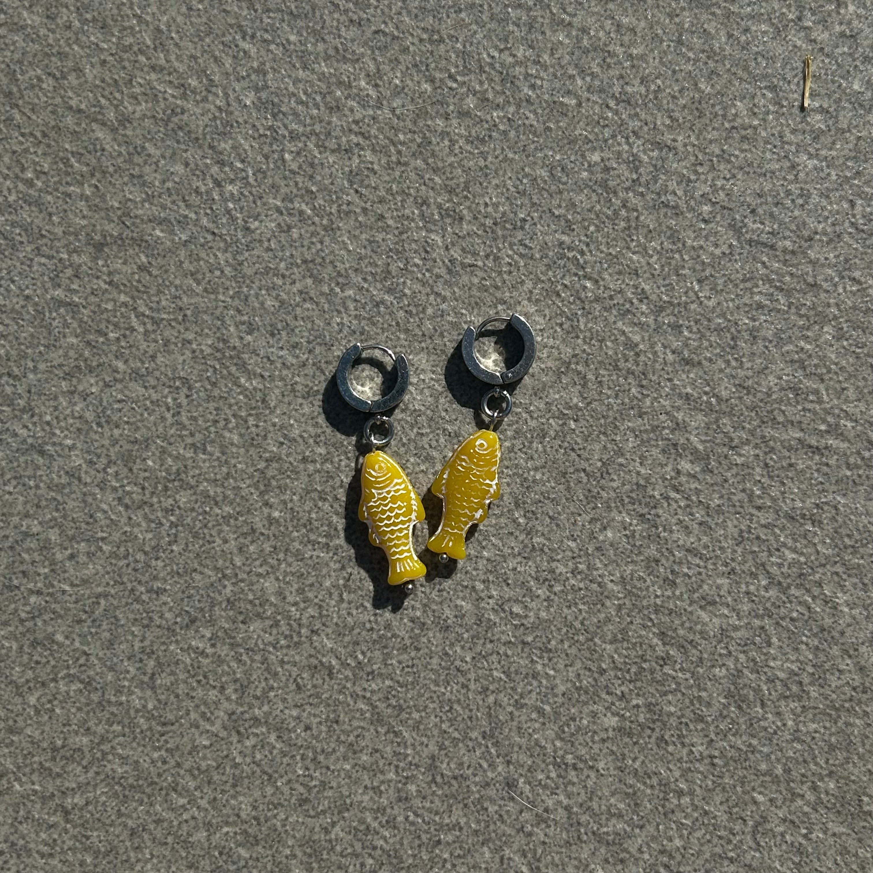 chalk yellow fish earrings