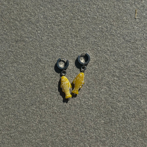 chalk yellow fish earrings