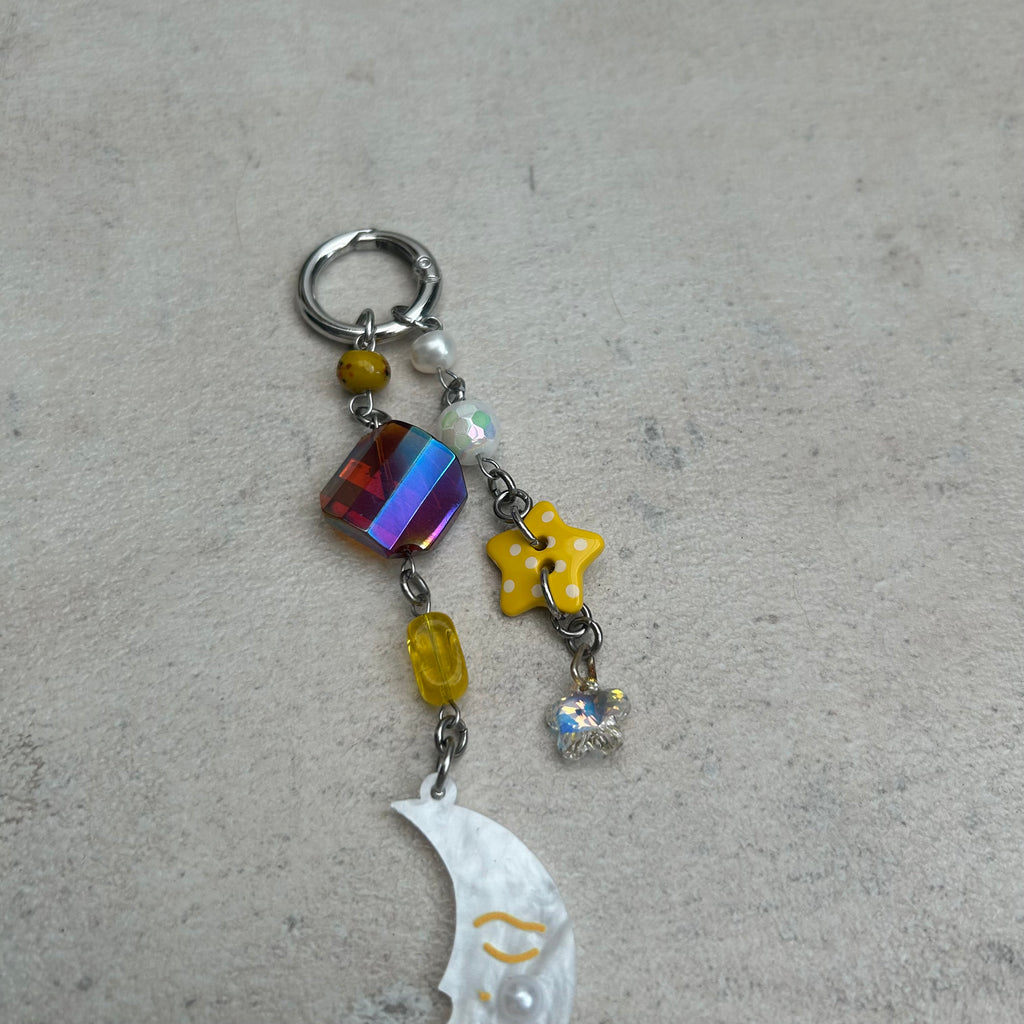 Moon charm keyring