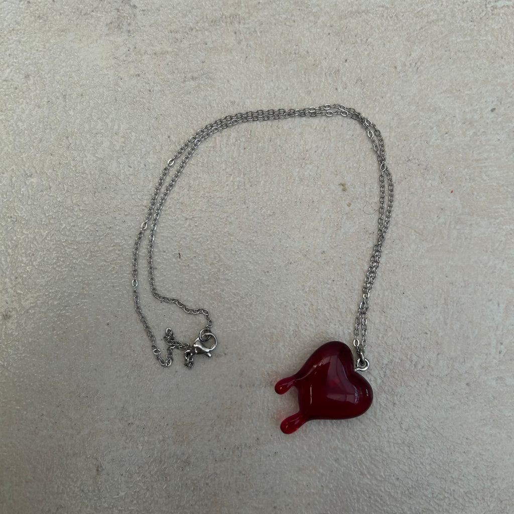 Red gory heart necklace