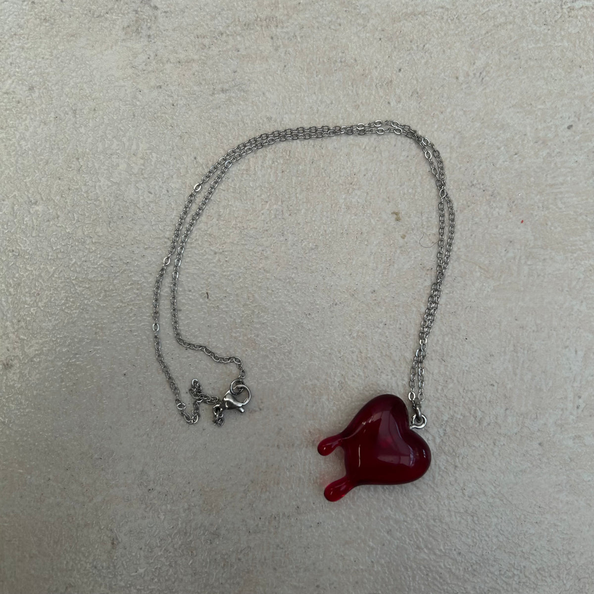 Red gory heart necklace