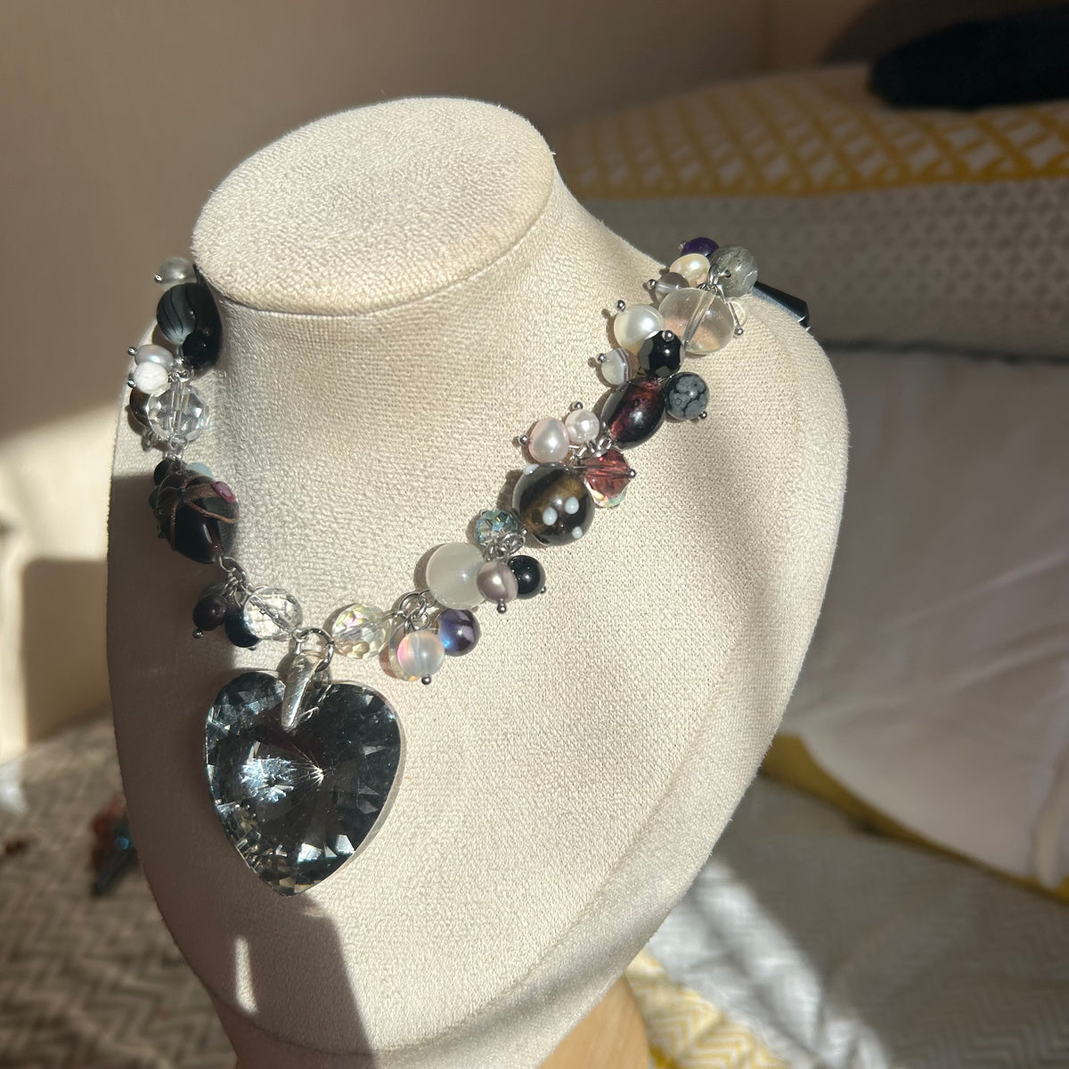 Glass lampwork cluster necklace