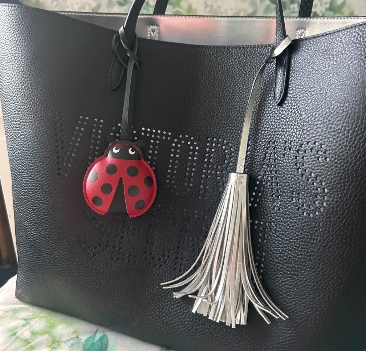 Ladybug soft faux leather bag charm