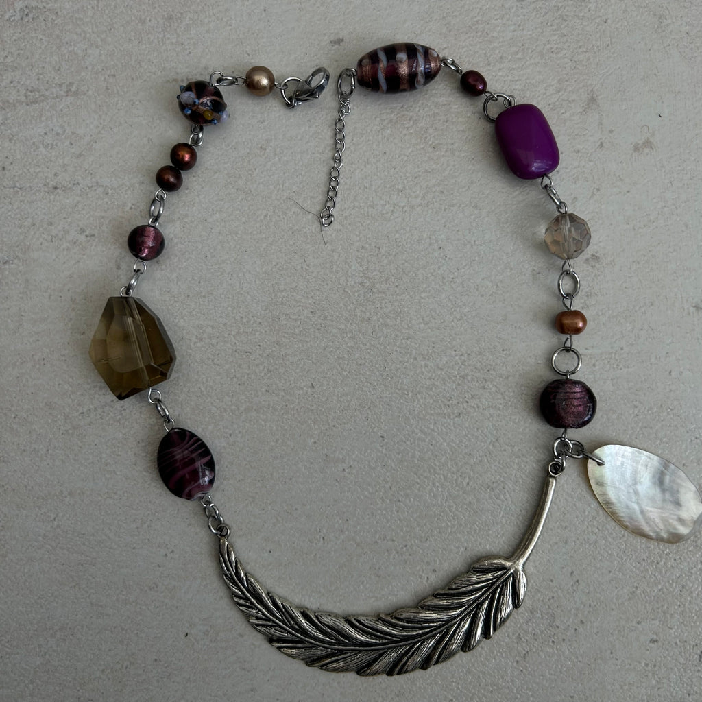Feather beaded necklace