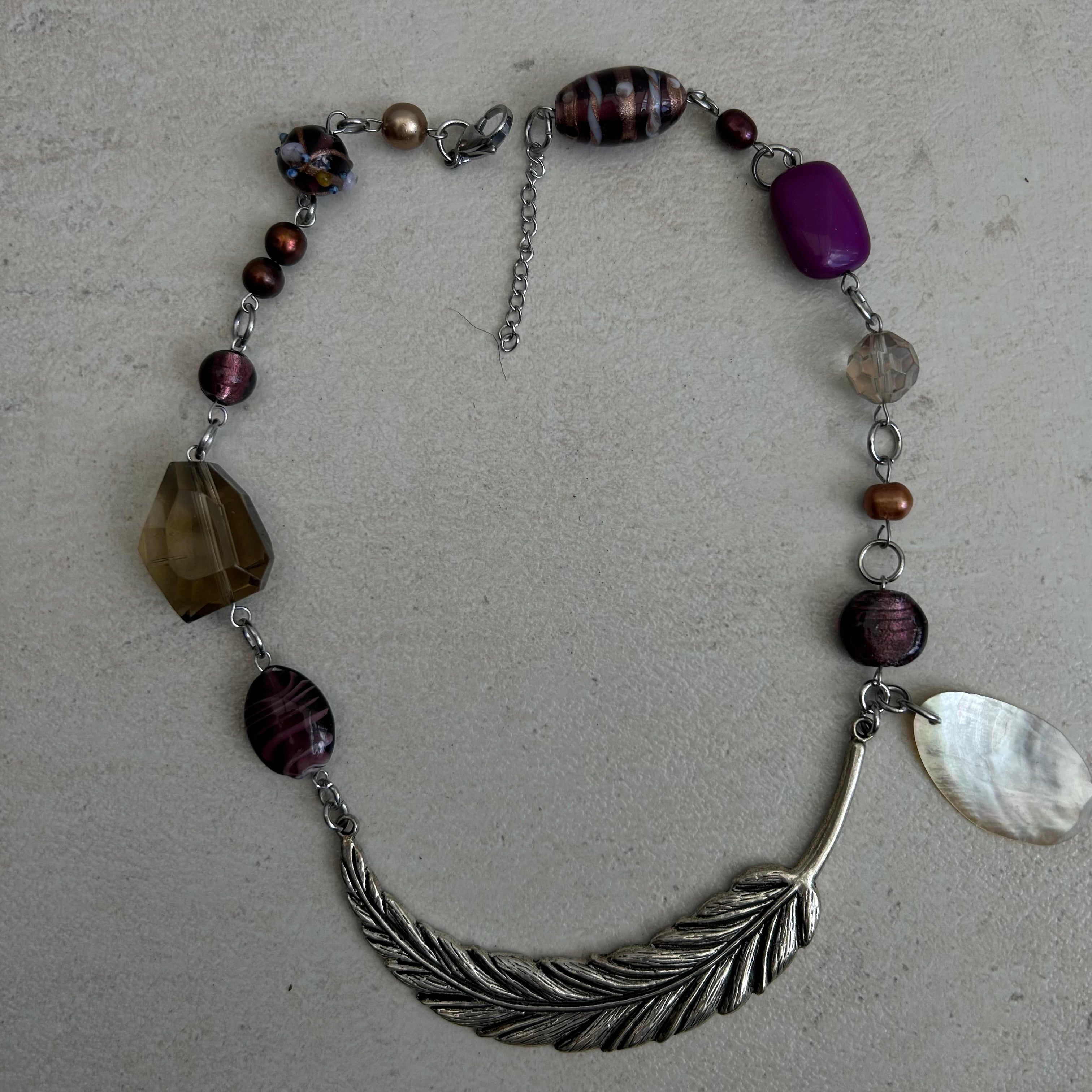 Feather beaded necklace