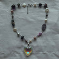 Iridescent glass heart necklace