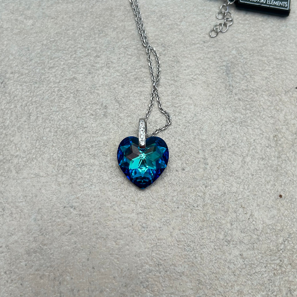 Swarovski blue heart pendant necklace