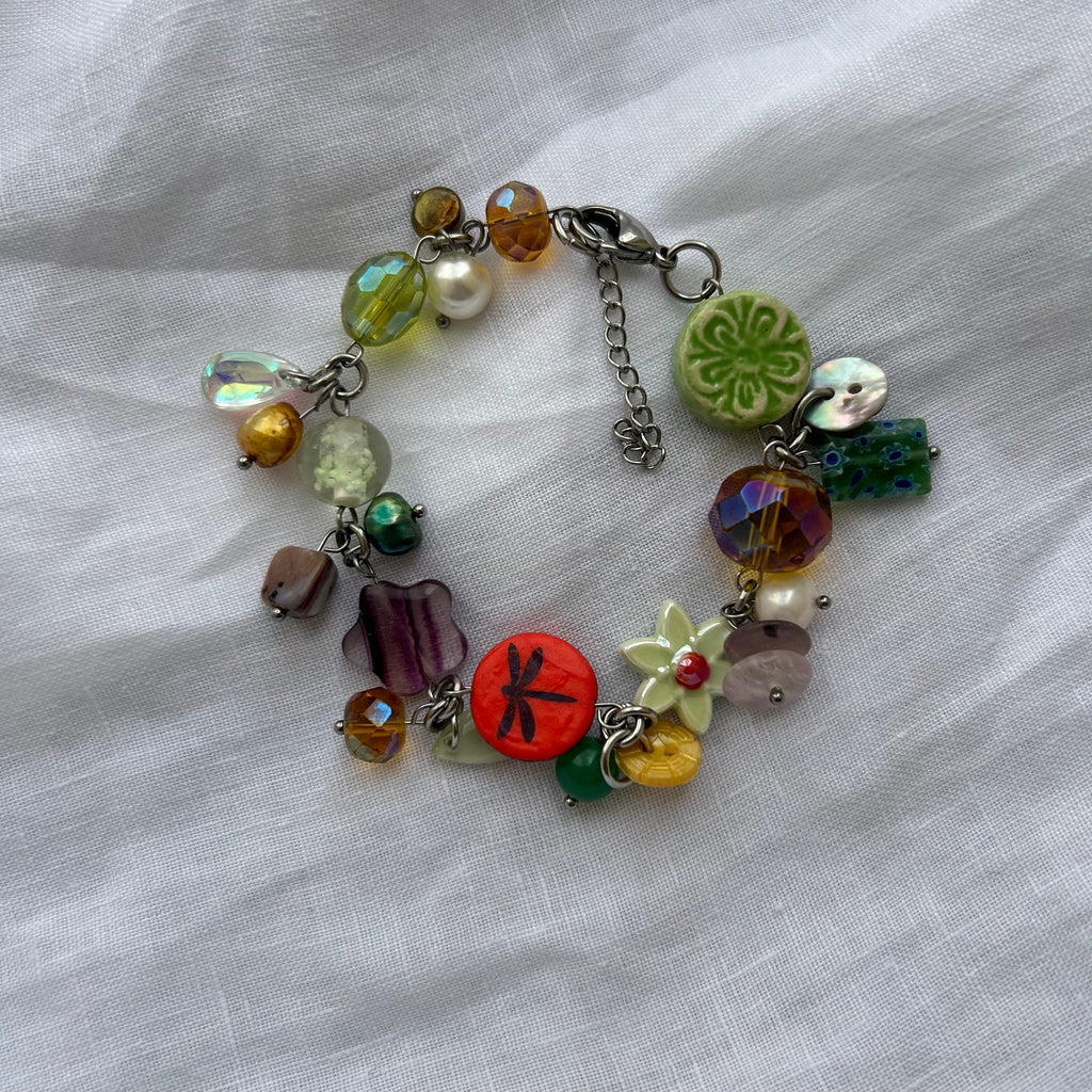 Nature ceramic and glass bracelet