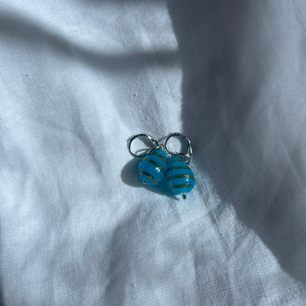 Blue glass lampwork earrings