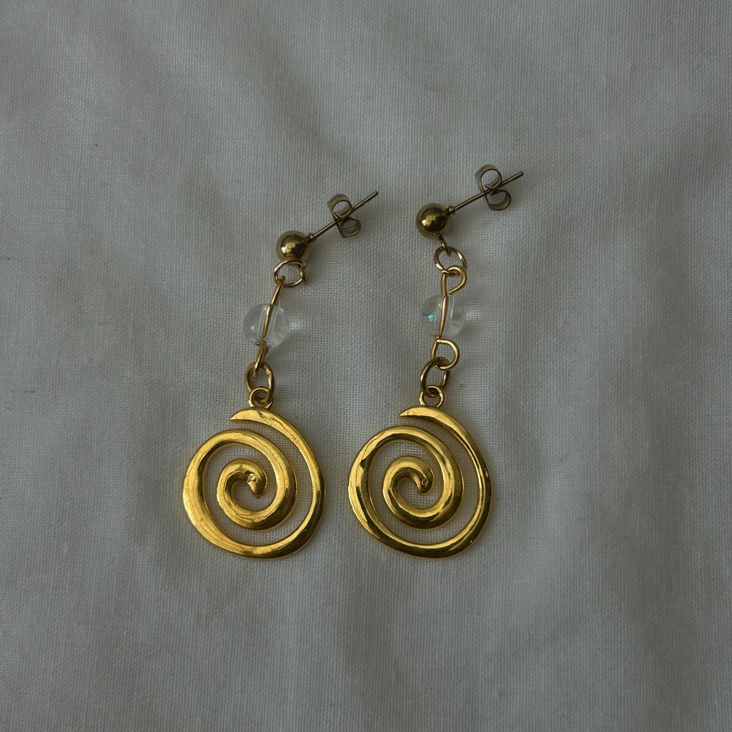Gold spiral studs with bead