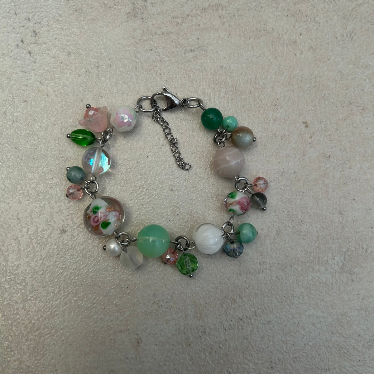 glass cluster beaded bracelet