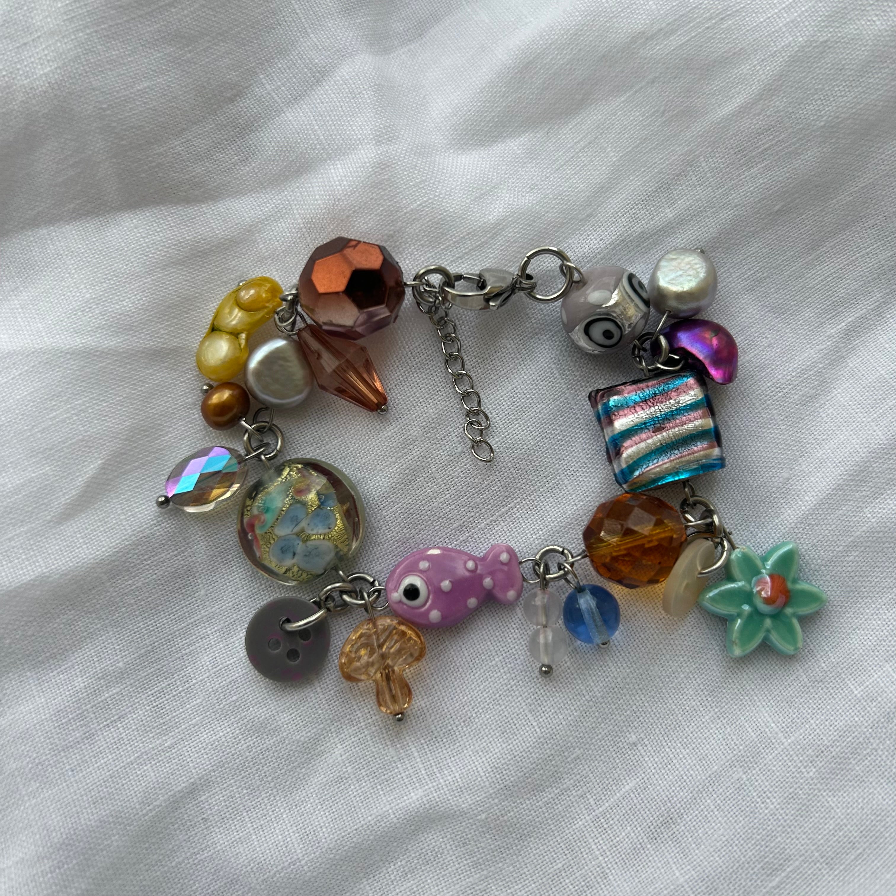 Cluster purple polka dot bracelet