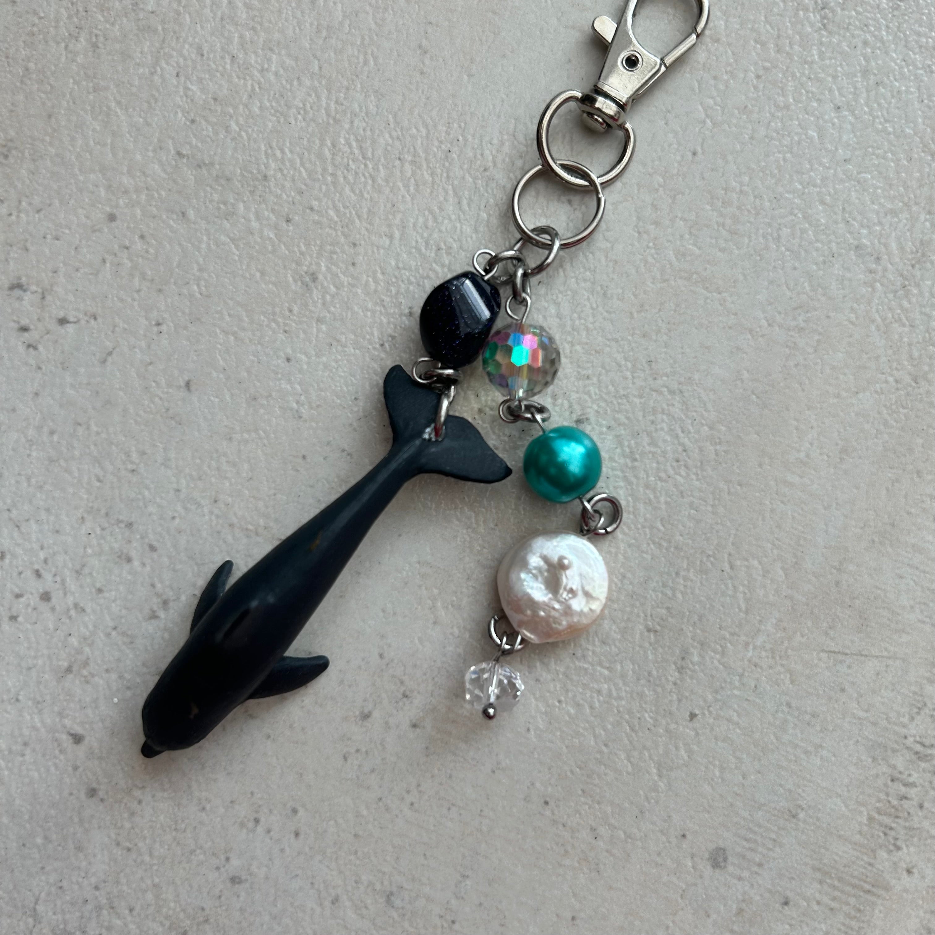 Dolphin beaded keyring