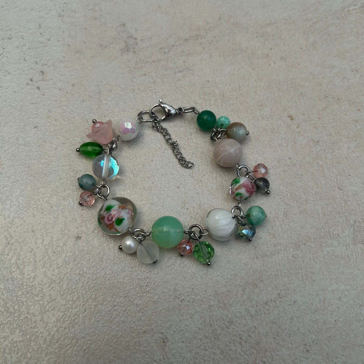 glass cluster beaded bracelet