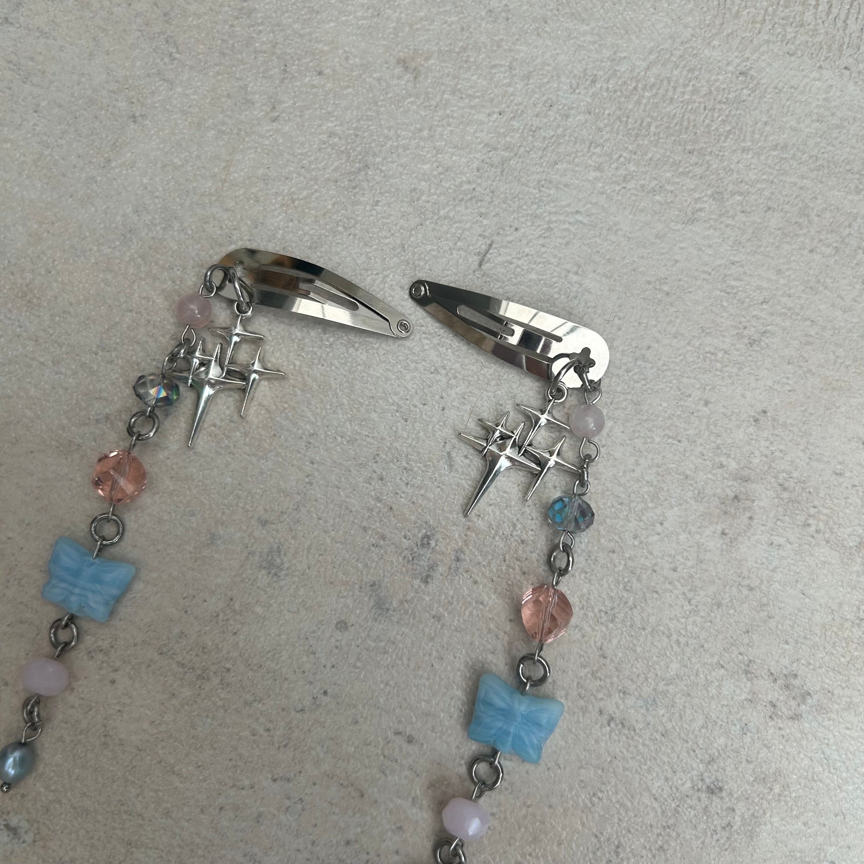 Pink & Blue snap hair clips
