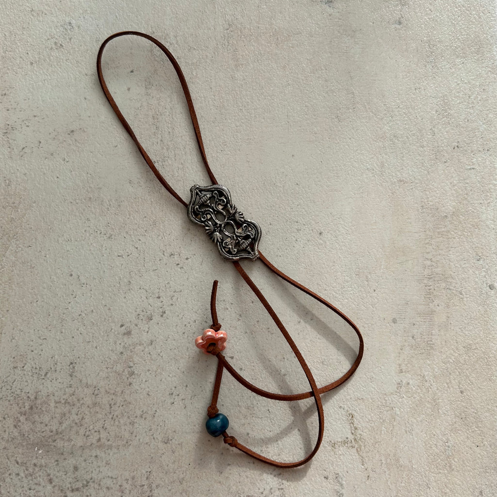 Ems' soft corded bolo tie beaded necklace