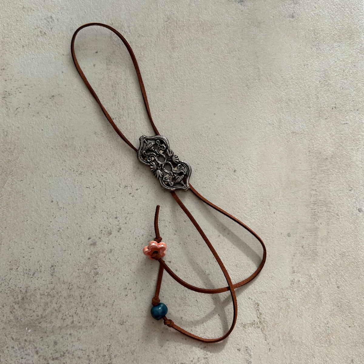 Ems' soft corded bolo tie beaded necklace