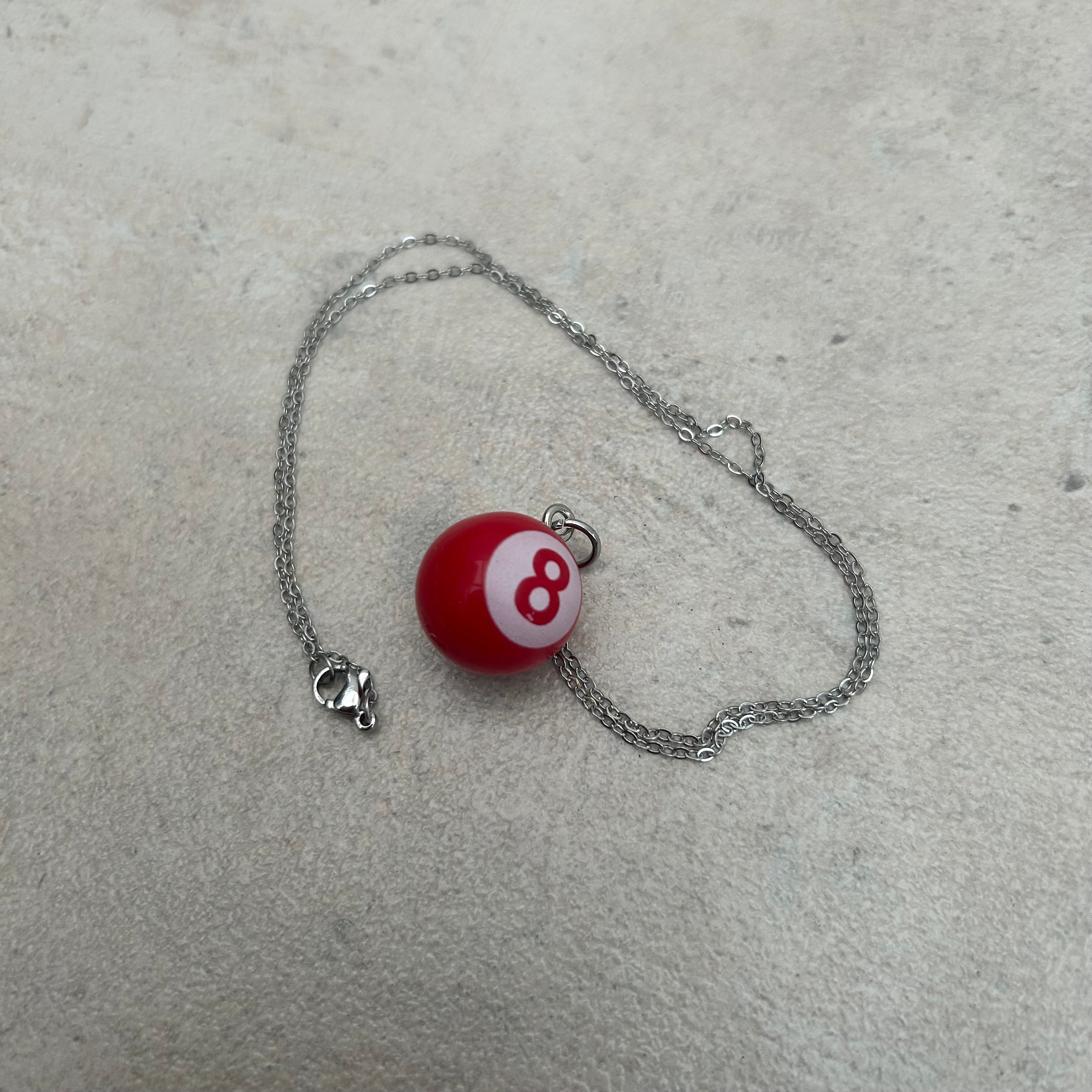 Red 8-ball pendant necklace