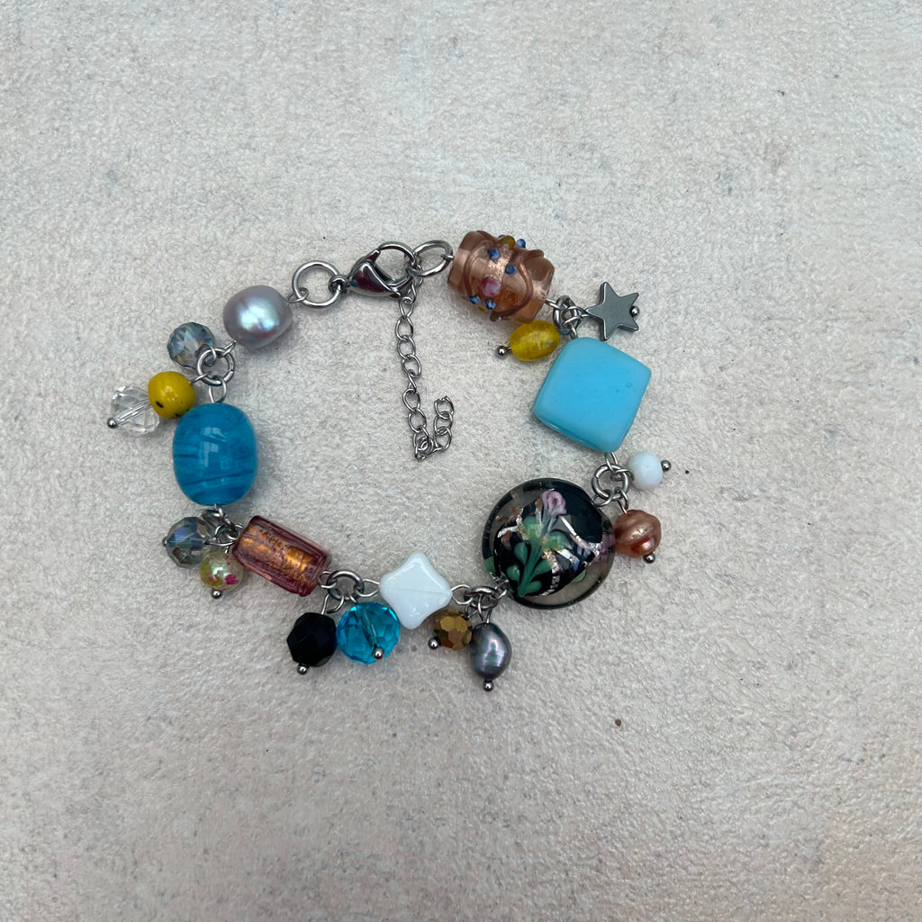 Blue and brown bracelet