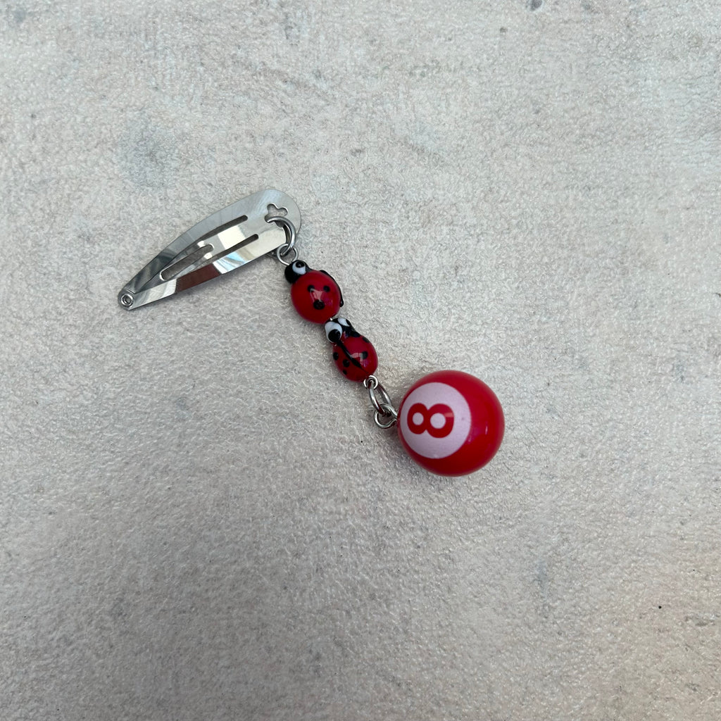 Ladybug 8-ball hair clip