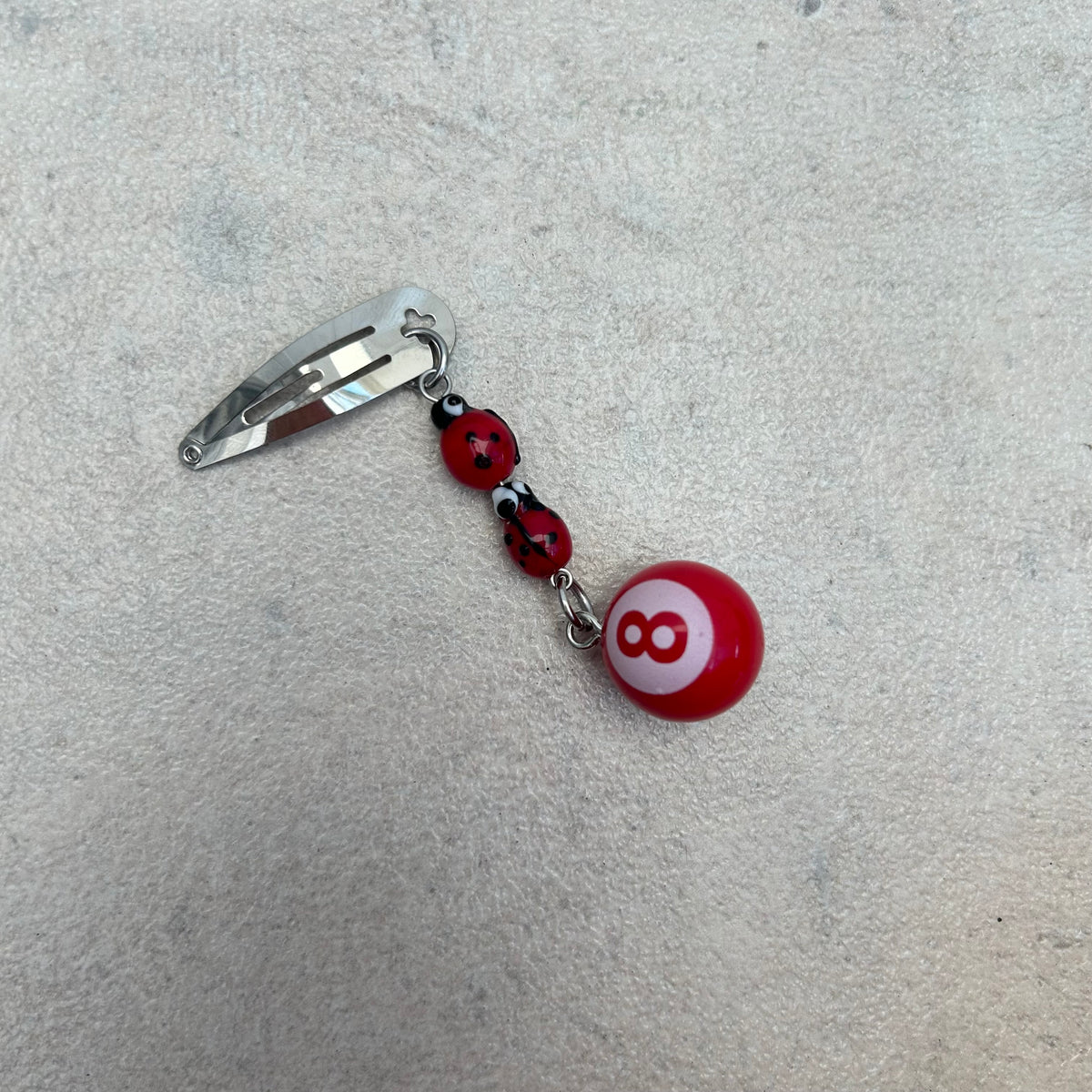 Ladybug 8-ball hair clip