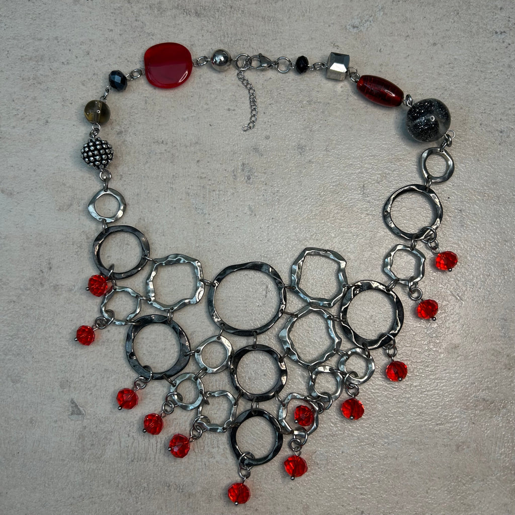 Blood droplet web necklace