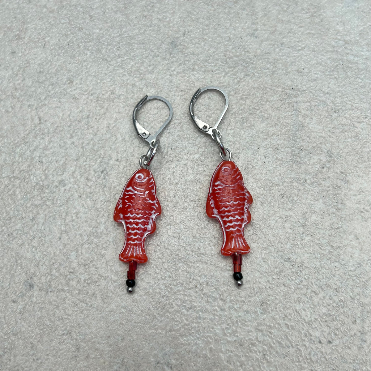 Glass Orange fish French earrings