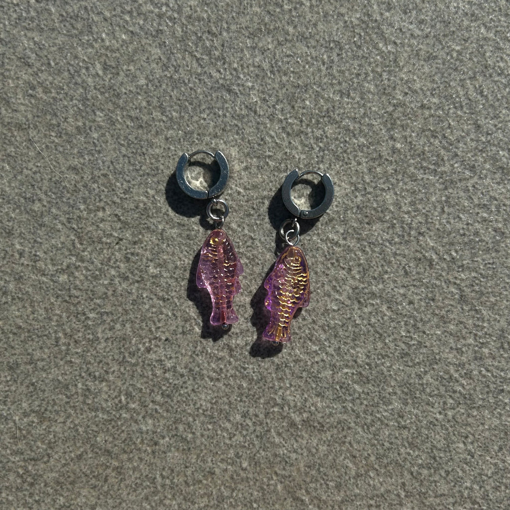 jelly purple fish earrings