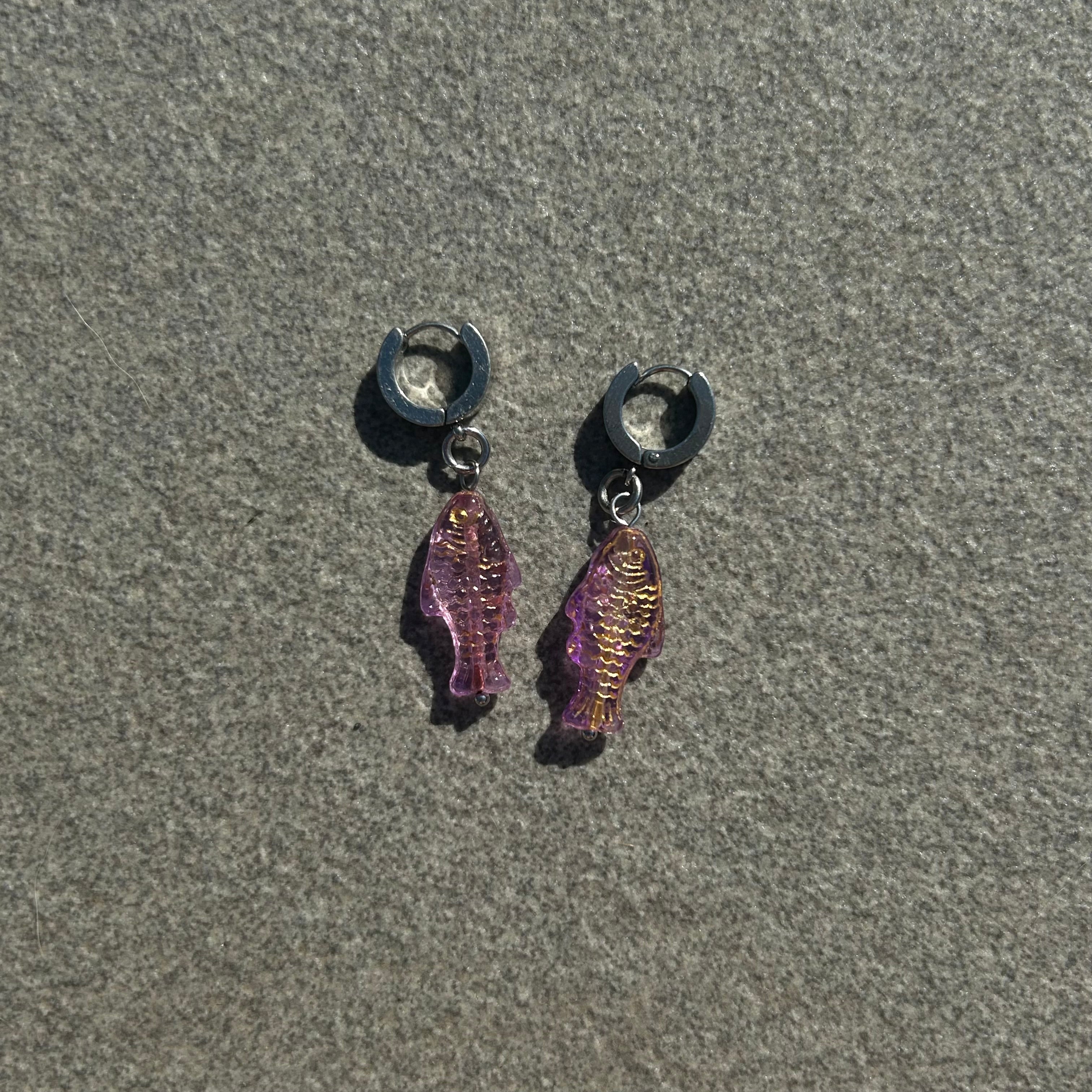 jelly purple fish earrings