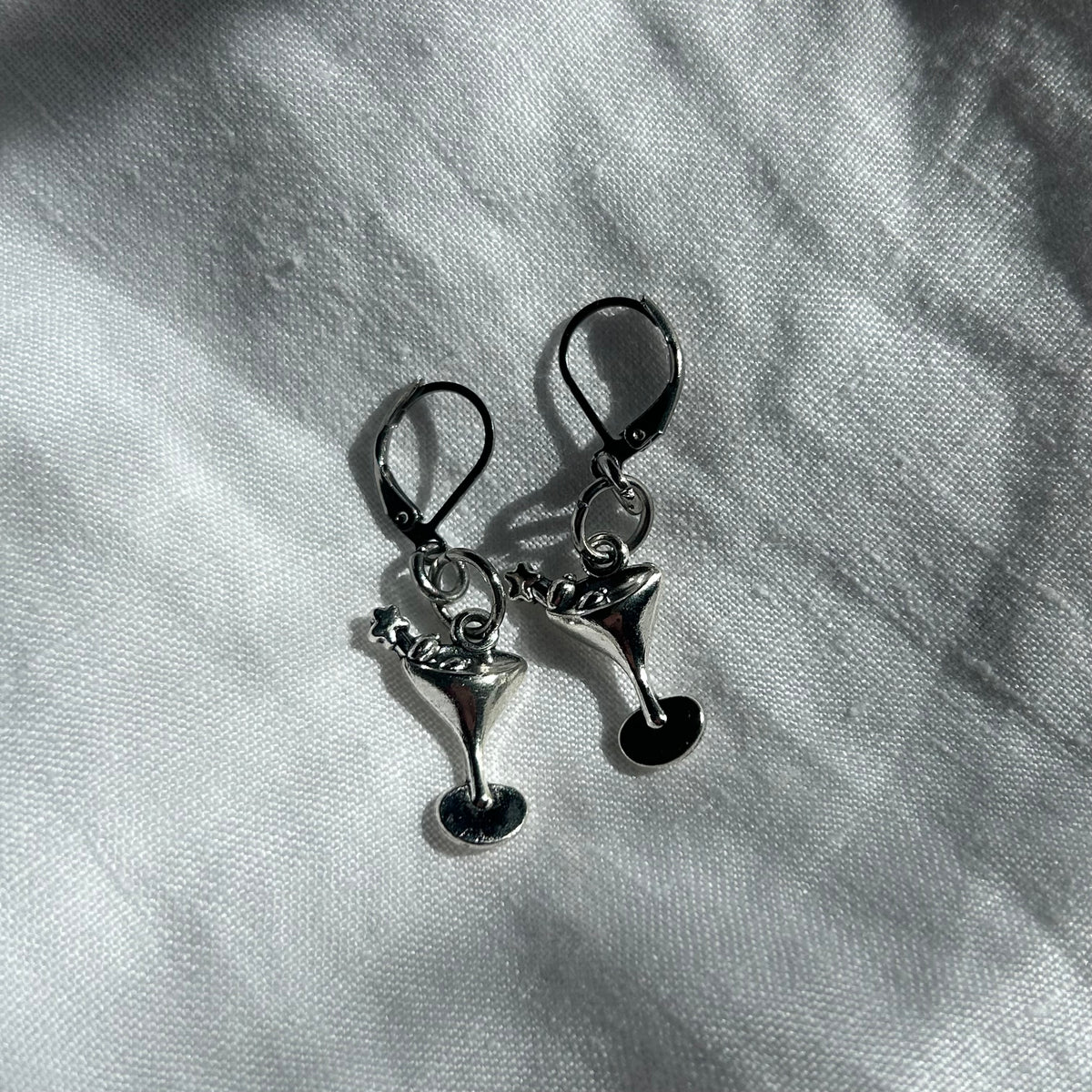 Martini cocktail glass earrings