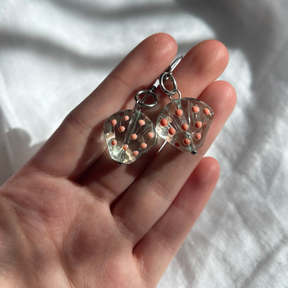 Glass lampwork shell earrings