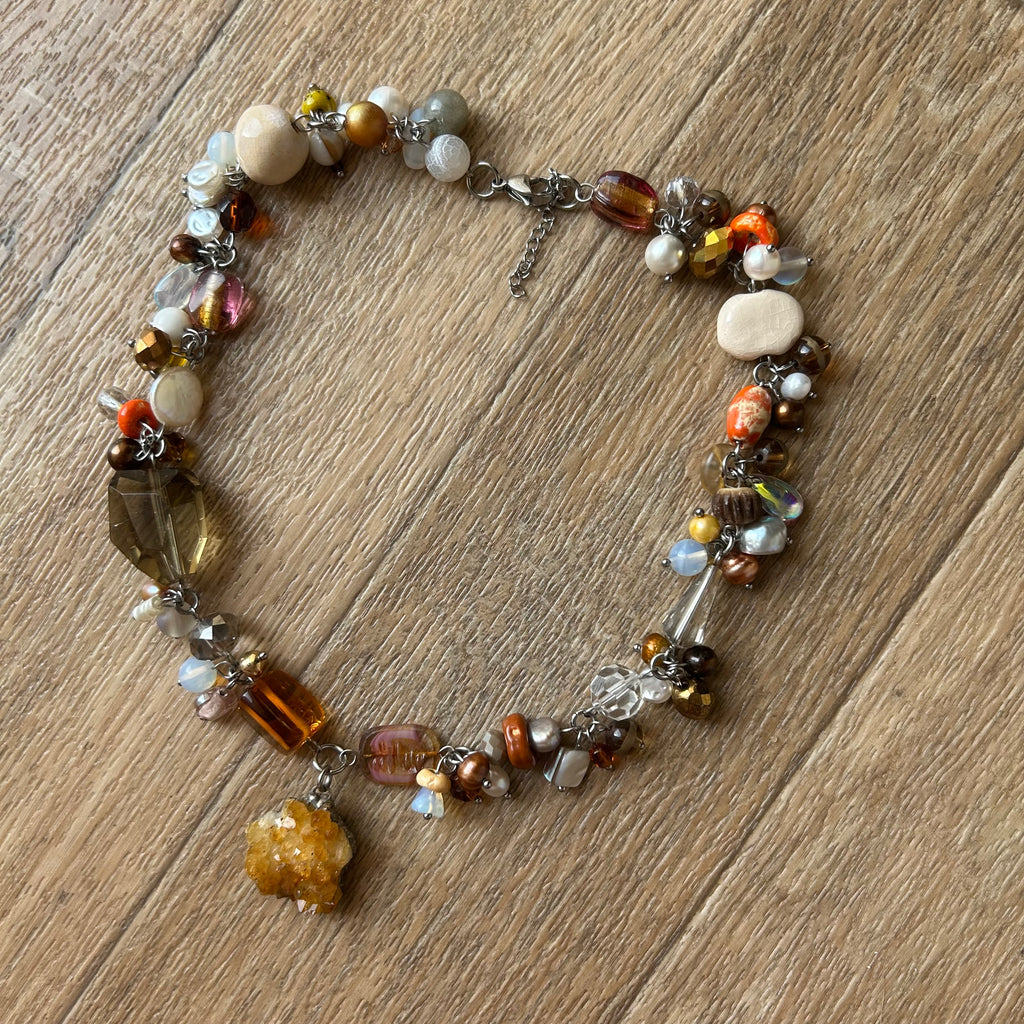 Citrine cluster necklace