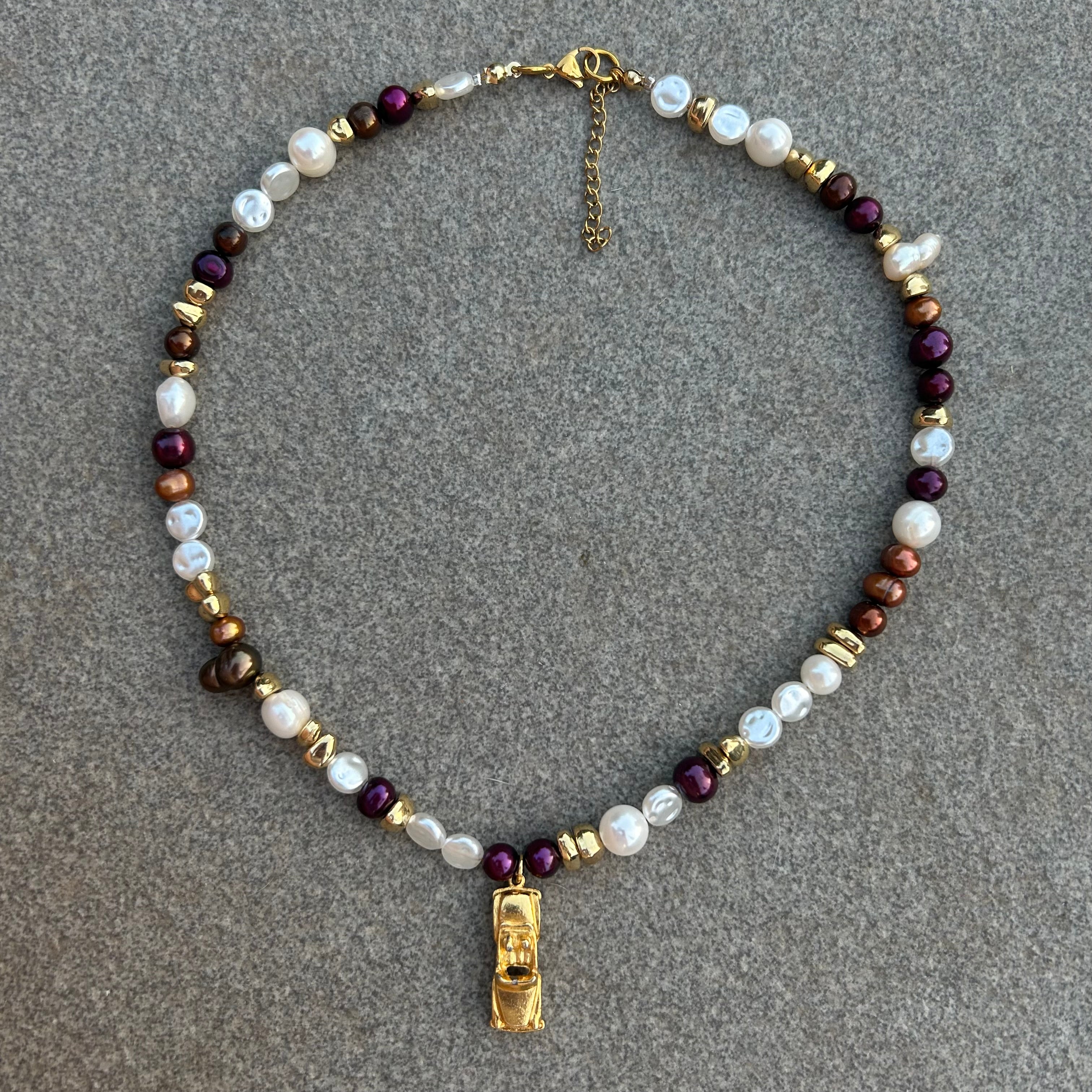 Freshwater pearl car necklace