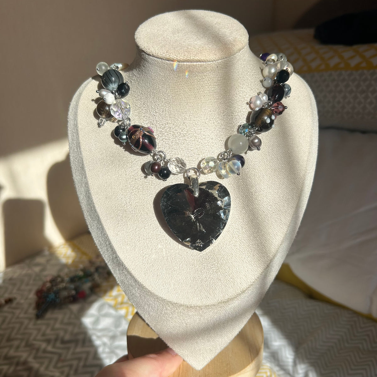 Glass lampwork cluster necklace