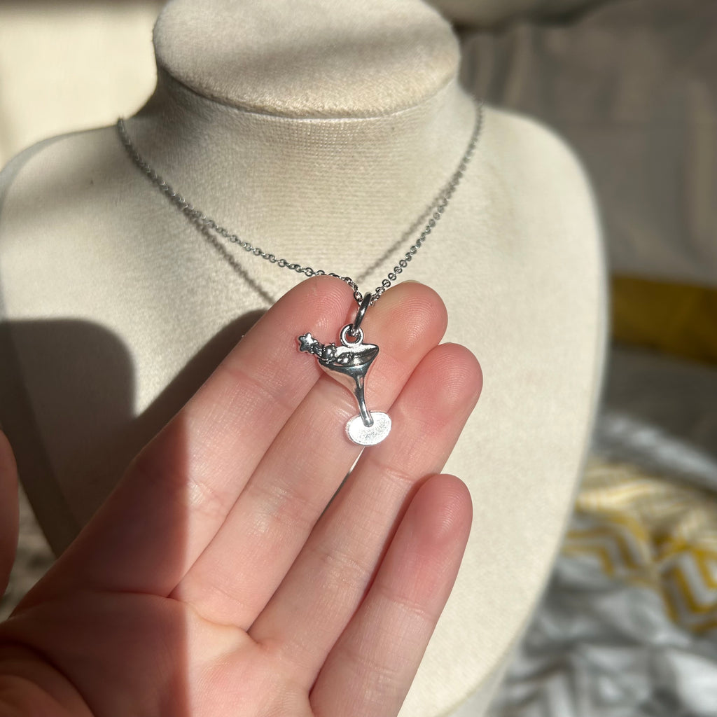 Cocktail glass pendant necklace