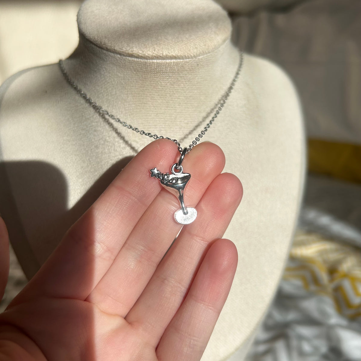 Cocktail glass pendant necklace