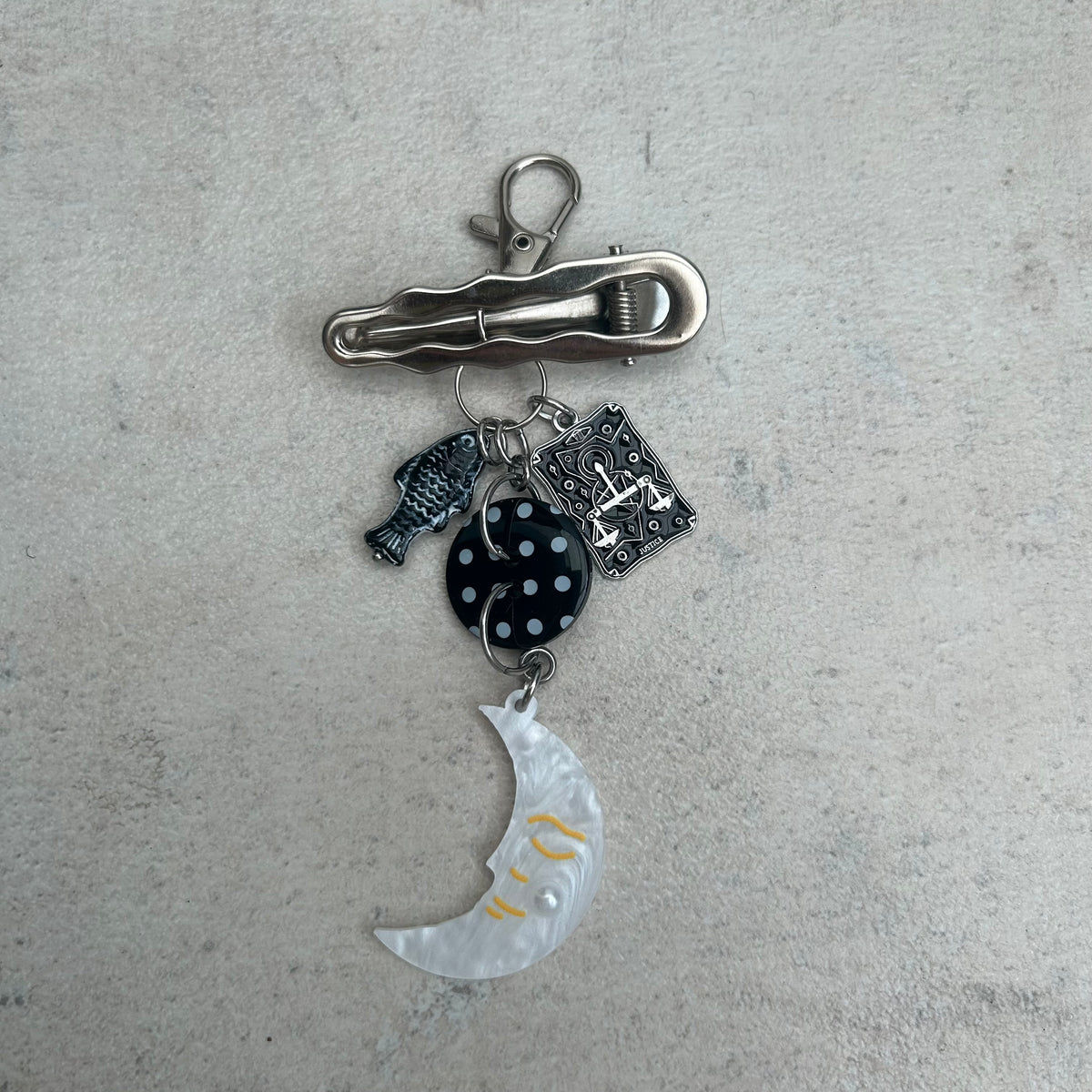 Multi-use moon polka dot keyring