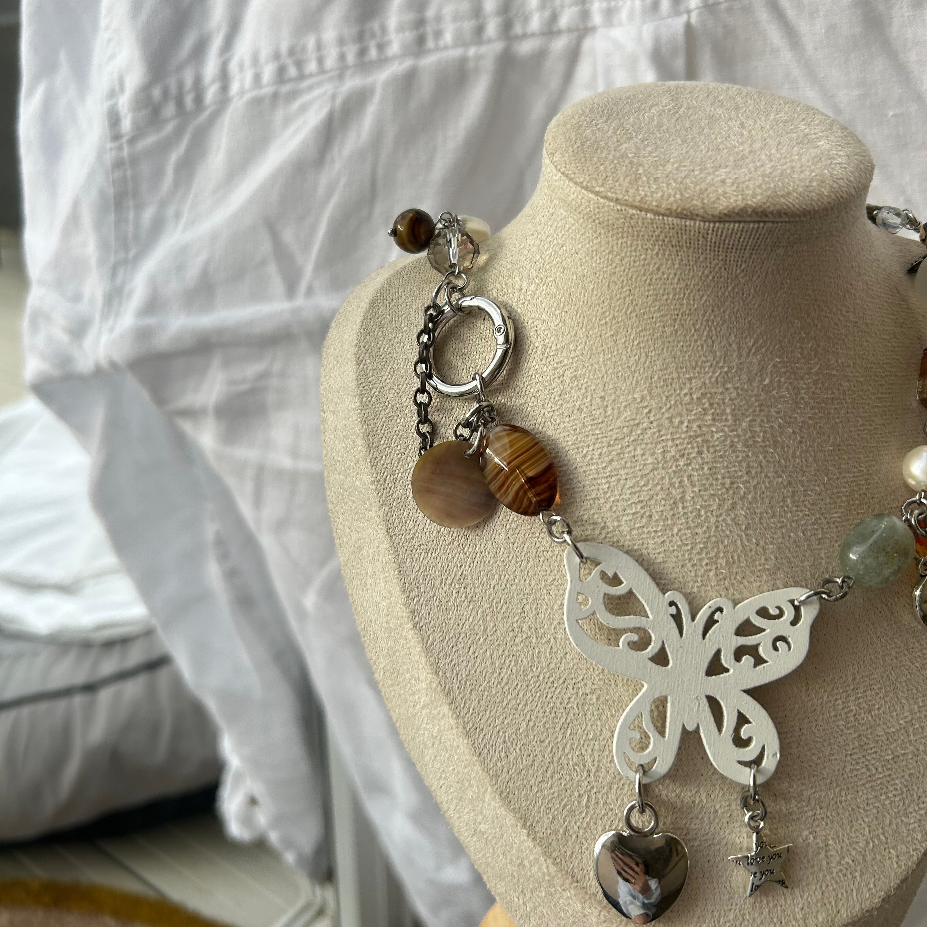 cluster butterfly chunky necklace