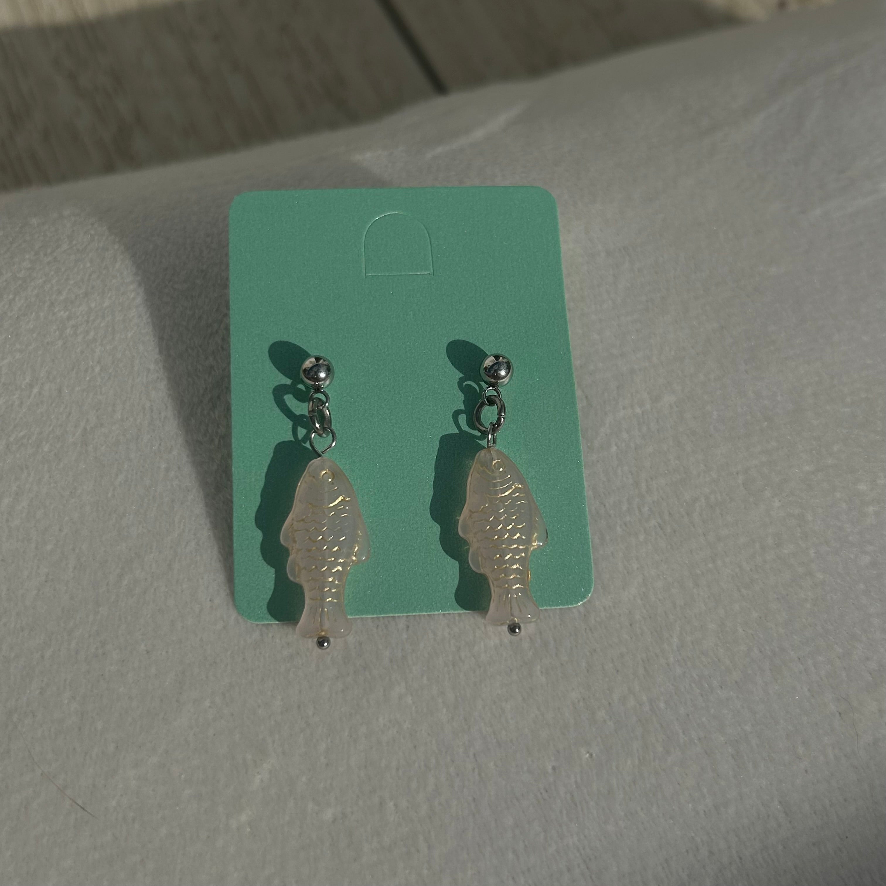 pink salmon stud earrings